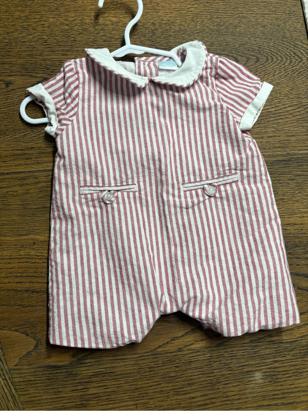 Edgehill Collection Red and White Striped Baby One-Piece